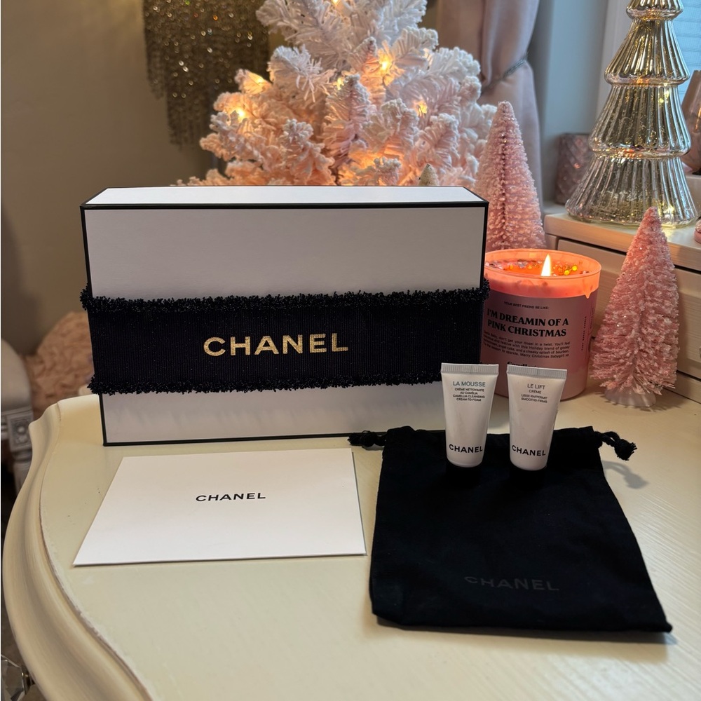 CHANEL Gift Set with Blue and Gold Accents.
